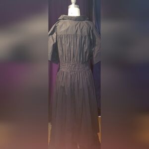 NWT J. Crew black maxi drawstring ruching flared buttoned pleated Dress 2XL